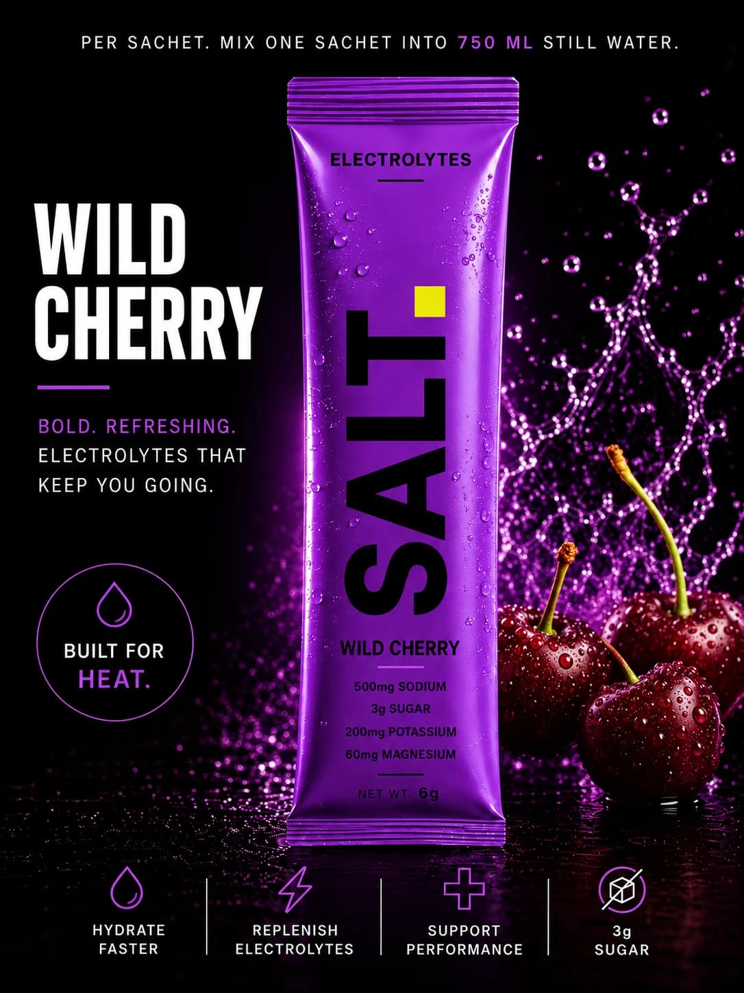 SALT Wild Cherry — Bold. Refreshing. Built for heat.